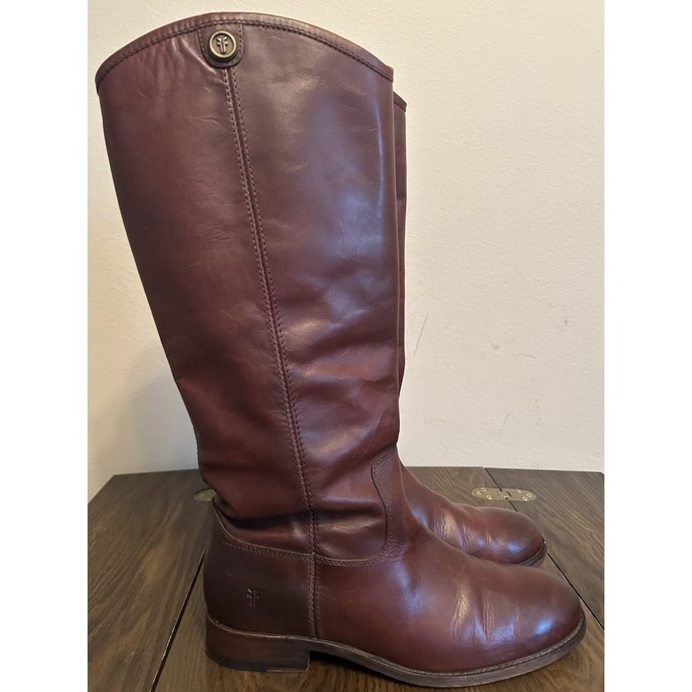 Frye Mellisa Button 2 Tall Cognac Brown Ridding Western Boots Women's Size 6.5B